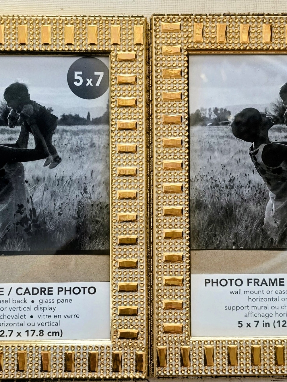 Gold Beaded 5x7 Photo New 2 Piece Handmade Can Be Separate Handmade